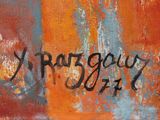 an image of a close up of a painting with writing on it