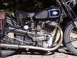 a motorcycle that is parked on the side of the road