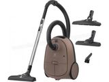 a brown vacuum cleaner with a black handle and a silver handle