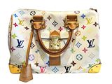Sac à main Louis Vuitton en toile blanche multicolore et cuir