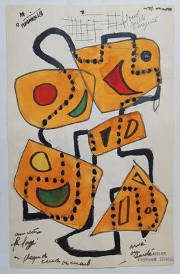 painting of a group of orange objects with black dots on them