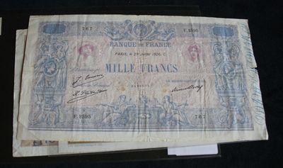 an old french bank note with a picture of a woman on it