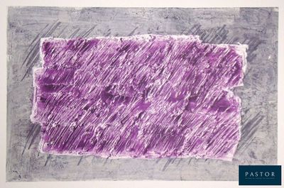 painting of a purple rectangle on a white background with a blue border