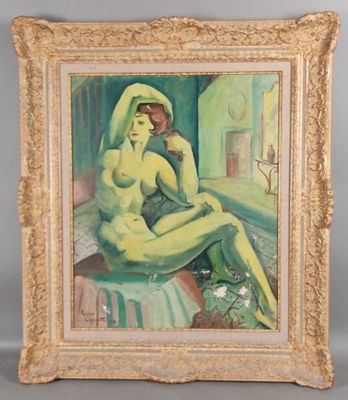 une image d'un tableau représentant une femme assise sur un lit