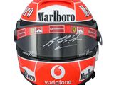 a close up of a helmet with a picture of a man on it