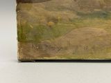 tableau représentant un paysage avec des moutons paissant dans un champ