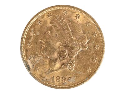 Pièce de 20 U.S dollars en or jaune, 1896. Usures. - Photo 1