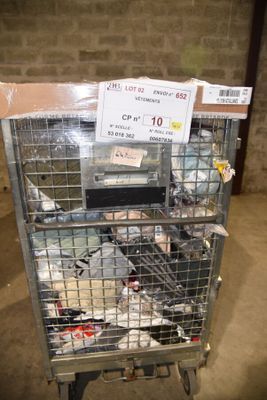 a metal cart with a lot of items in it