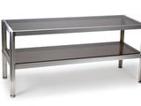 stainless steel coffee table with glass top