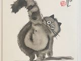 un tableau représentant un chat accroché au mur