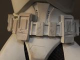 a close up of a star wars stormtrooper with a belt