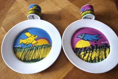 CORNEILLE : 2 petites assiettes porcelaine (diam.