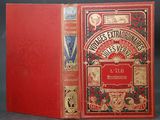 the front and back covers of a red book with gold trimmings