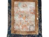 gros plan d'une tapisserie accrochée au mur