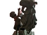 a statue of a woman and a child on a bench
