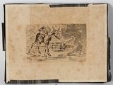 an old book with a drawing of a man on a horse