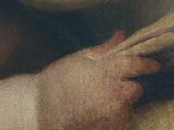 an image of a close up of a painting of a person holding a feather