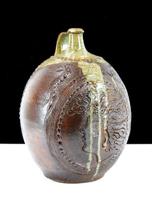 Jacky COVILLE (né en 1936) - Biot (06) Grande bouteille en g…