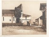 dessin représentant une rue avec un arbre et un bâtiment en arrière-plan