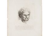 a drawing of a man ' s head with hair and a beard