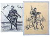 deux dessins représentant un soldat et un soldat muni d'un fusil