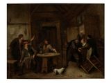 une image représentant un tableau où l'on voit un groupe d'hommes en train de jouer aux cartes
