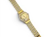 an image of a gold wrist watch on a white background