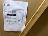 a cardboard box with a sticker on it that says t120