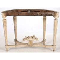 LARGE CONSOLE LOUIS XVI de forme demi-lune en bois rechampi … (photo 6)