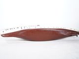 brown and white leather purse with a zipper on the inside
