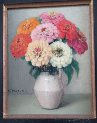 a picture of a painting of flowers in a vase