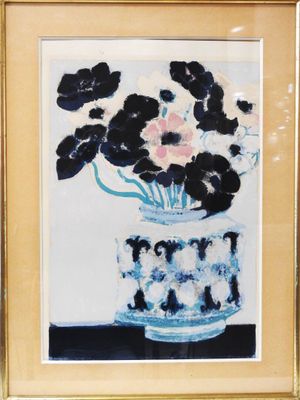 une image d'une peinture de fleurs dans un vase