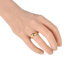 an image of a woman ' s hand with a gold ring on it