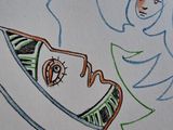 a drawing of a man and a woman on a boat