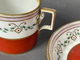 a cup and saucer sitting next to each other on a table