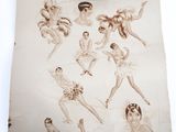 un dessin représentant un groupe de danseurs sur une feuille de papier