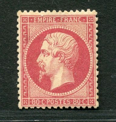 FRANCE - n° 24 - 80c rose 2e EMPIRE, NAPOLEON III tête nue D…
