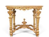 an image of a gold console table on a white background