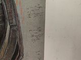 drawing of a handbag hanging on a wall in a room