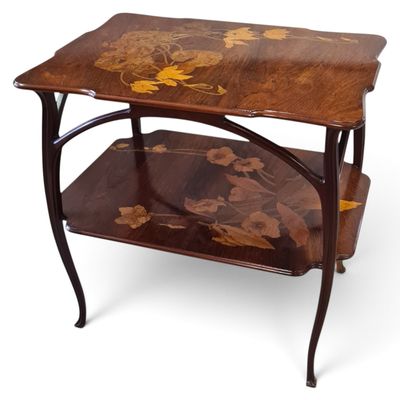 an image of a side table with a floral design on it