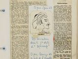 an old newspaper with a drawing of a man ' s face on it