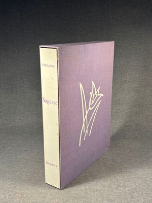 the book is purple and white with a hand drawn design on it