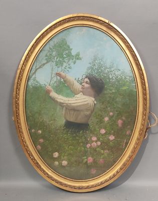 a picture of a painting of a boy in a field