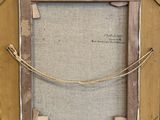an old picture frame with a rope hanging from it ' s side