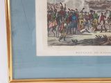 painting of a group of men on horseback in front of a crowd of people