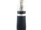 an image of a silver and black fountain pen with a black nib