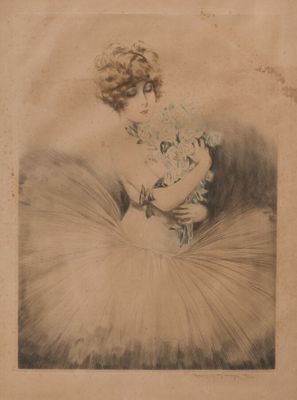 une vieille photo d'une femme en tutu