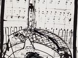 un dessin en noir et blanc représentant un homme assis sur une chaise devant une fenêtre