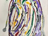 un tableau représentant un cheval peint en différentes couleurs