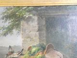 une photo d'un tableau représentant une vache avec un panier de légumes